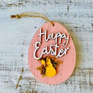 *Egg Hunt Ornament Pink “Happy Easter”
